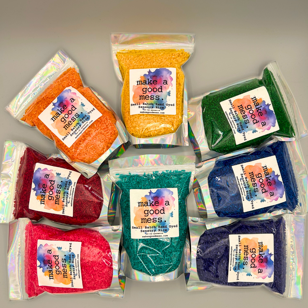 MYSTERY COLOR - Small Batch Hand Dyed Sensory Rice - One Pound